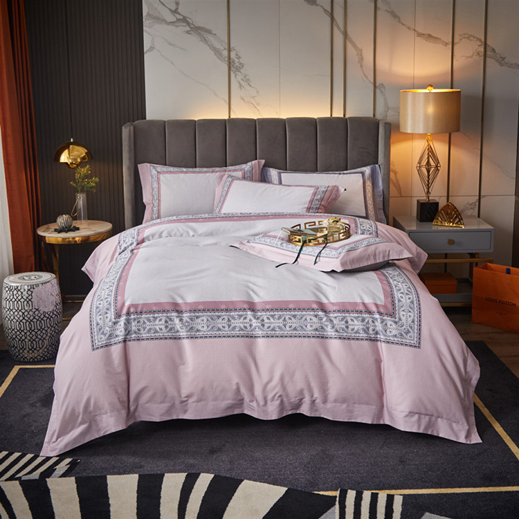 Autumn and winter Cotton Light extravagance 100 Horses Satin Digital printing Brushed Brushed Four piece suit keep warm bedding