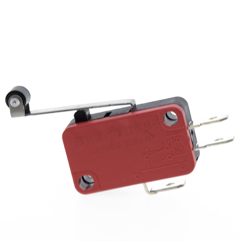 微动开关V-156-1C25 行程限位 长柄红黑色带轮子 KW7/ ZW9 小中型