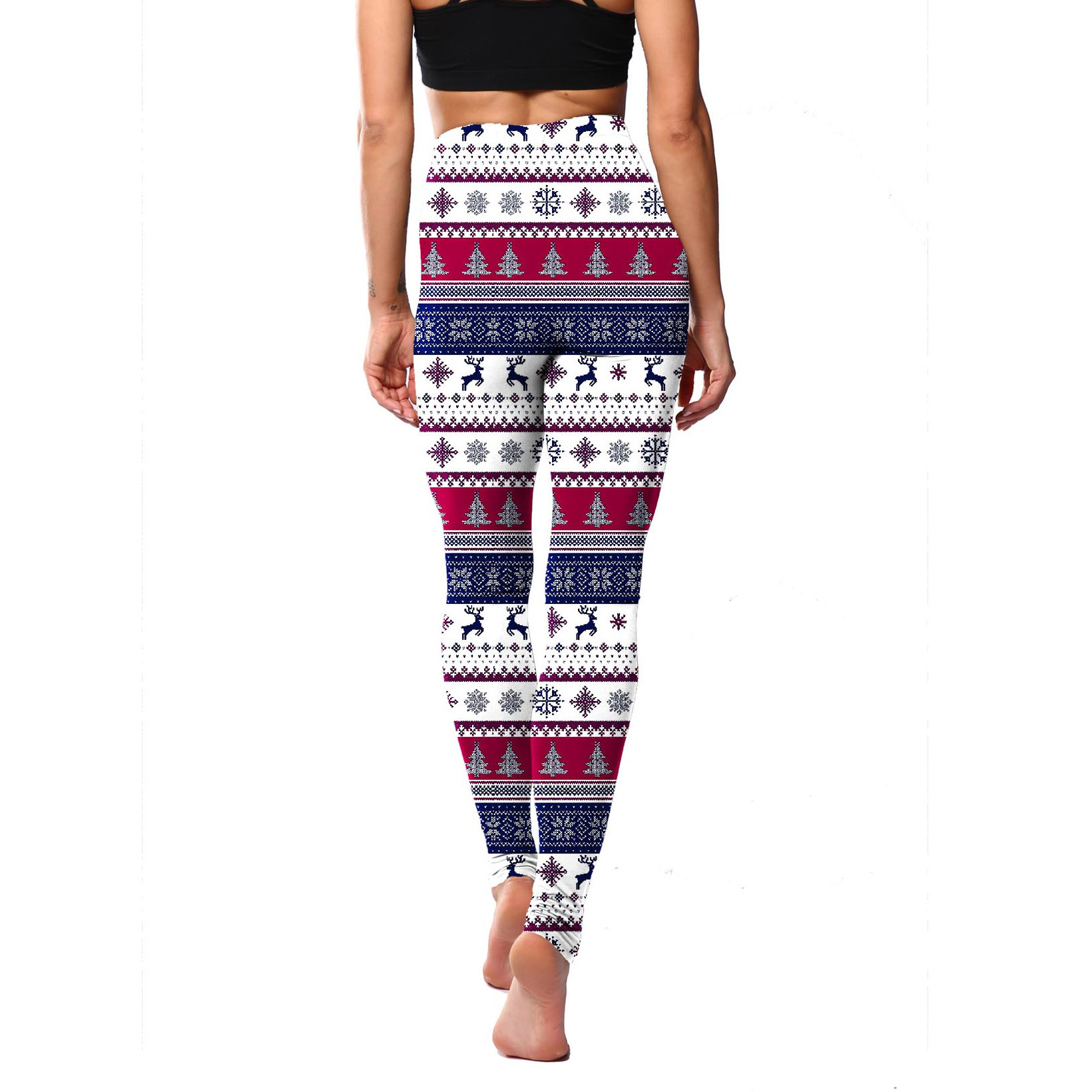 182g Weight Ankle-Length Pants Length Spandex, Polyester Fabric Type High Waist Waist Line Leggings Pants Type Stretchy Elasticity Daily Occasion Breathable Function Skinny Fit Type Christmas Festival Snowflake Pattern Winter, Autumn Season Women'S Gender Simple Style Style Women'S Daily Simple Style Snowflake Ankle-Length Leggings 26
