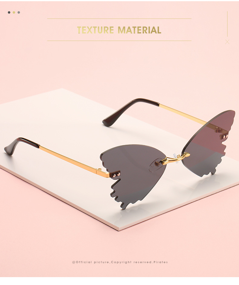 Frameless Glasses Structure Sunglasses Classification Hip-Hop Novelty Solid Color PC UV400 Protection Butterfly Frame Frameless Women's Sunglasses