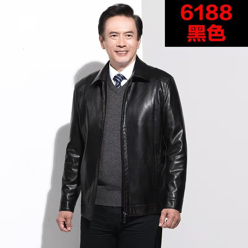 【清仓福利】绵羊皮爸爸款男士加绒加厚真皮皮夹克 狐狸毛毛领