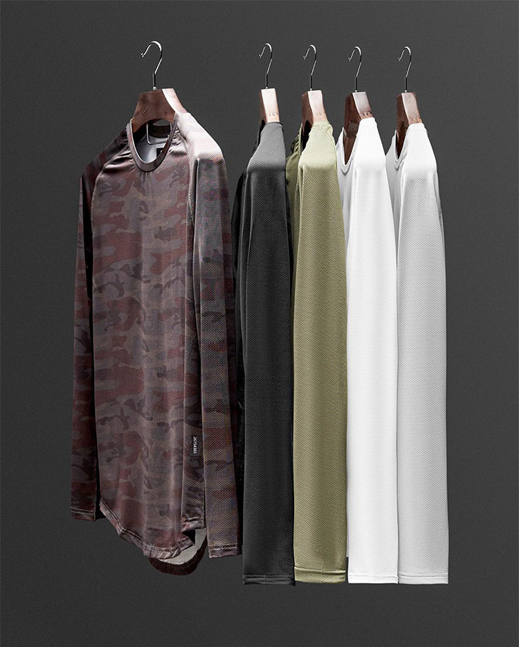 T-shirt da uomo a maniche lunghe primaverili e autunnali in maglia tinta unita con scollo tondo, maglietta sportiva da uomo ad asciugatura rapida_voghion.com