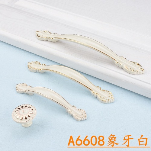 Kitchen cabinet drawer shoe cabinet handle zinc alloy aluminum handle black handle amber ivory white Fuji white handle