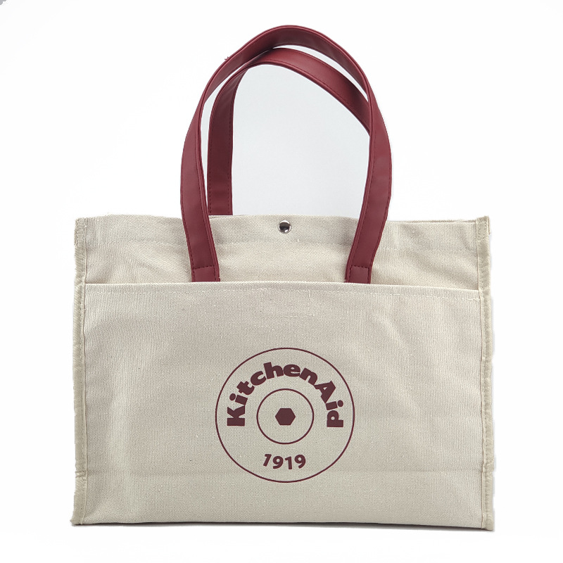 厂家新款棉布袋 帆布PU手提单肩购物袋 简约印花帆布包印logo