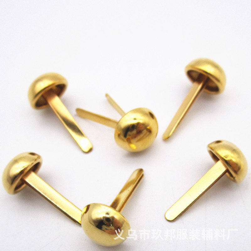 现货供应金色蘑菇头两脚钉 银白色泡钉 8MM铁两脚钉 金色双脚钉-阿里巴巴