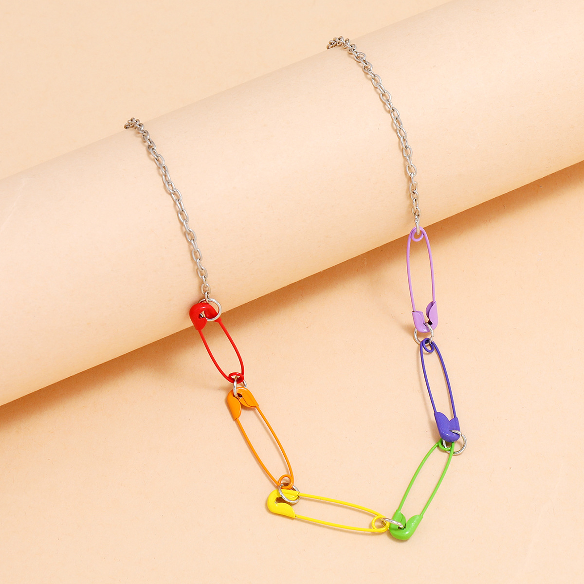 Fashion Personality  Colorful Color Pin Pin Necklace display picture 3