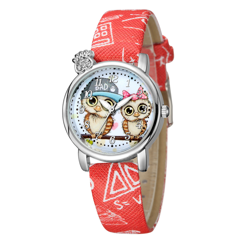 Cute and sweet style owl pattern belt watch diamond British hand watch wholesalepicture5