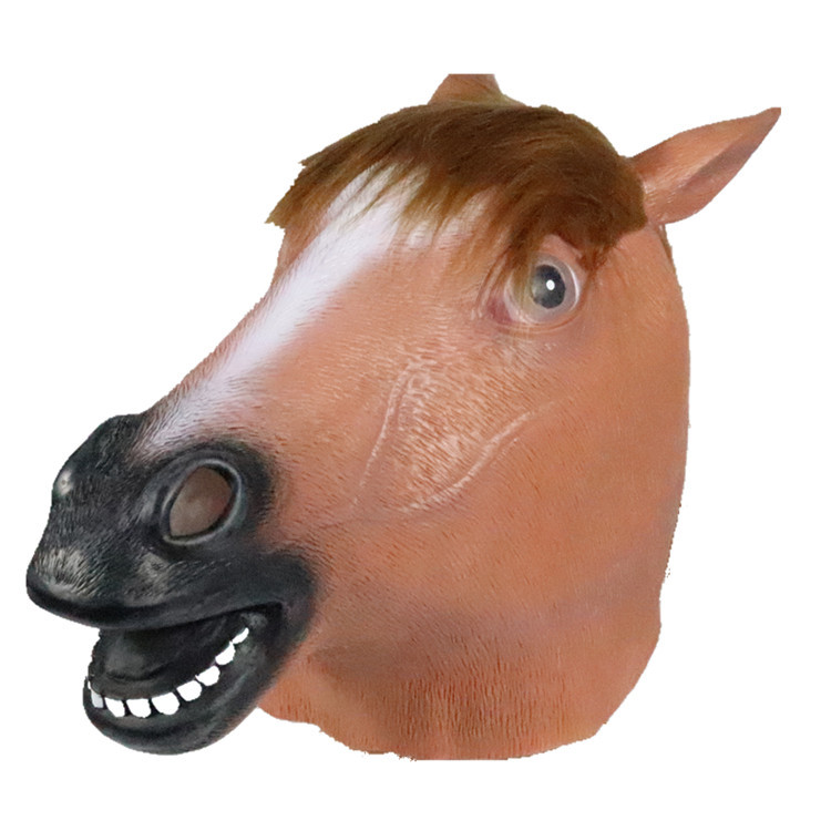 Cabeza de caballo máscara de cabeza animal cubierta de Halloween máscara de látex divertido show en vivo Cosplay props