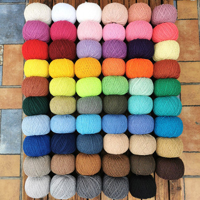 66色手工钩针钩花DIY桌布玩偶编织蕾丝线1mm彩色老棉线