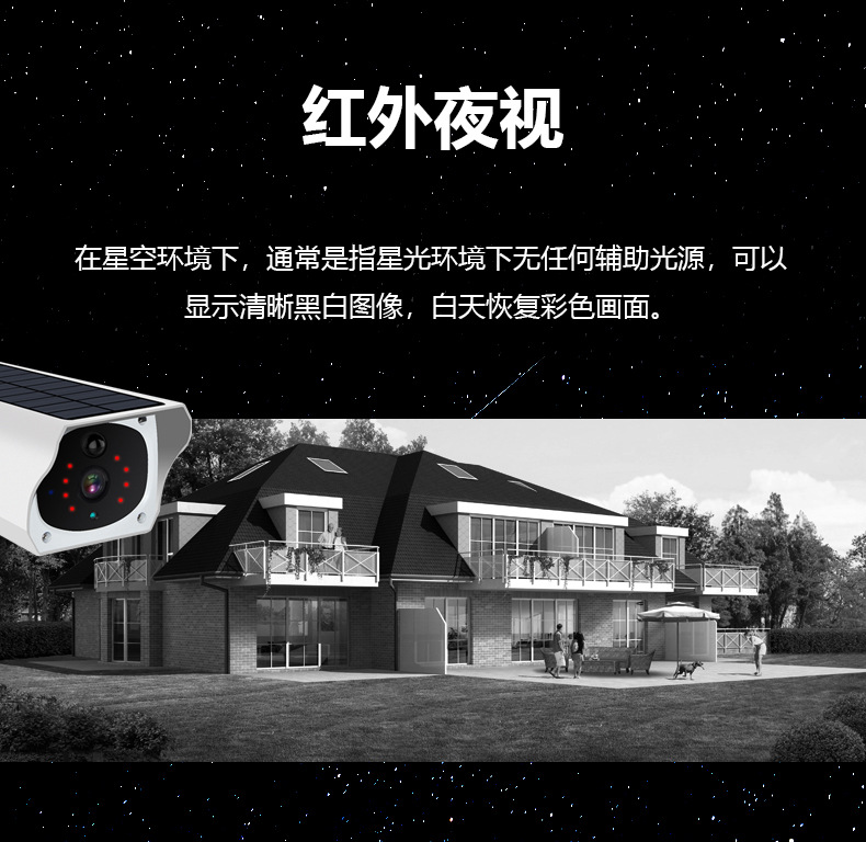 太阳能摄像头高清夜视远程监控器户外无线wifi金属款 i-Cam+工厂详情8