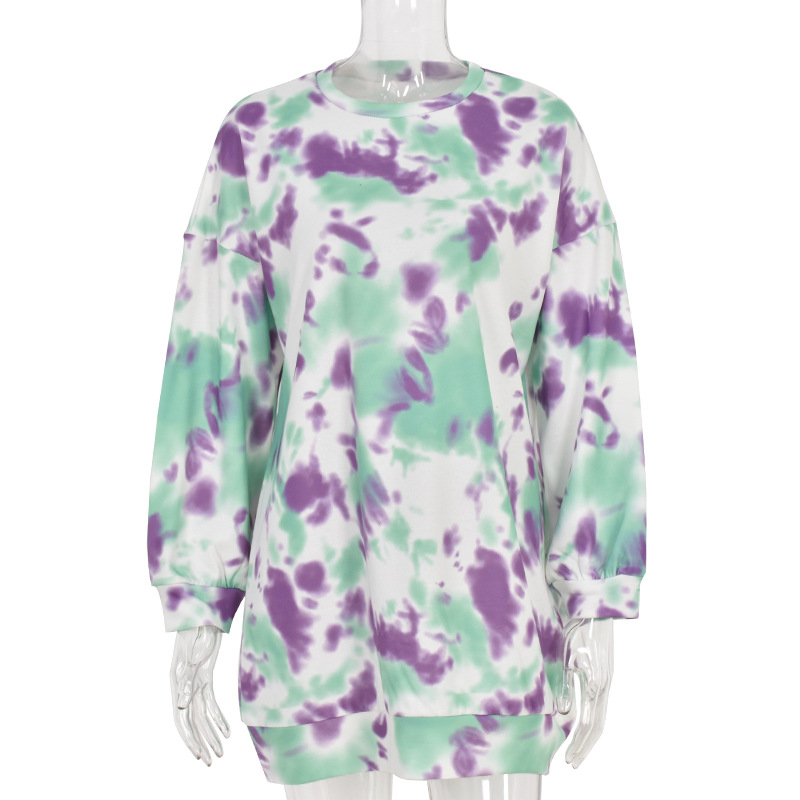 loose long-sleeved tie-dye dress  NSKL18733