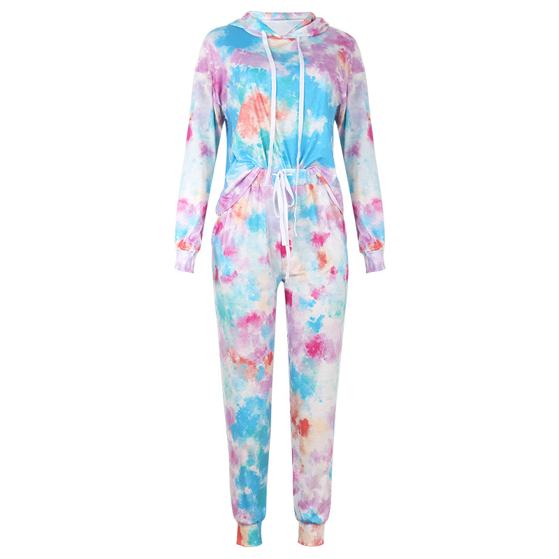 tie-dye printing hooded casual home wear suit  NSZH18621