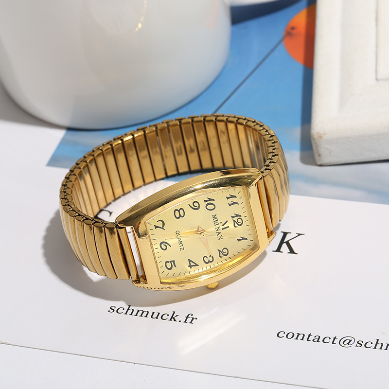 Nuevo reloj de primavera para hombres de mediana edad y ancianos reloj rectangular banda elástica reloj de cuarzo reloj simple de mujer