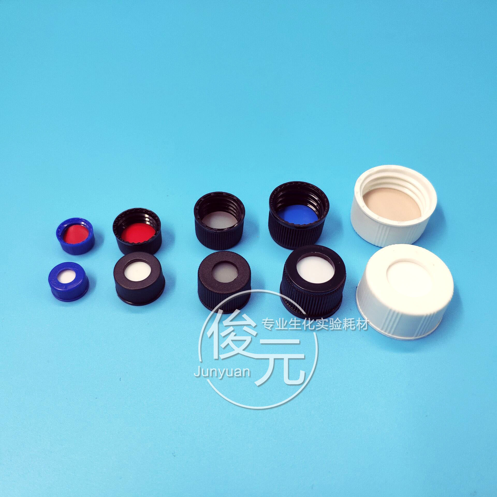 顶空瓶盖+垫一套100个一包 进样瓶盖含特氟龙硅胶复合垫片