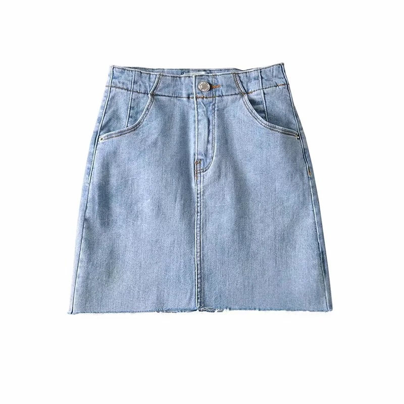 high-waist waist-cut slim denim skirt   NSAC14967