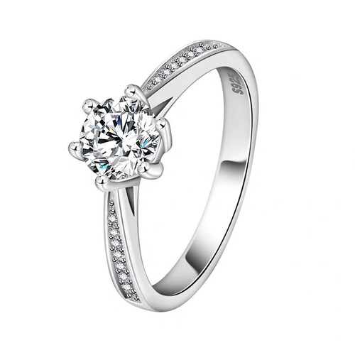 Cross-border exclusive six-prong zircon couples' Japanese and Korean simple closed-mouth adjustable engagement wedding rings