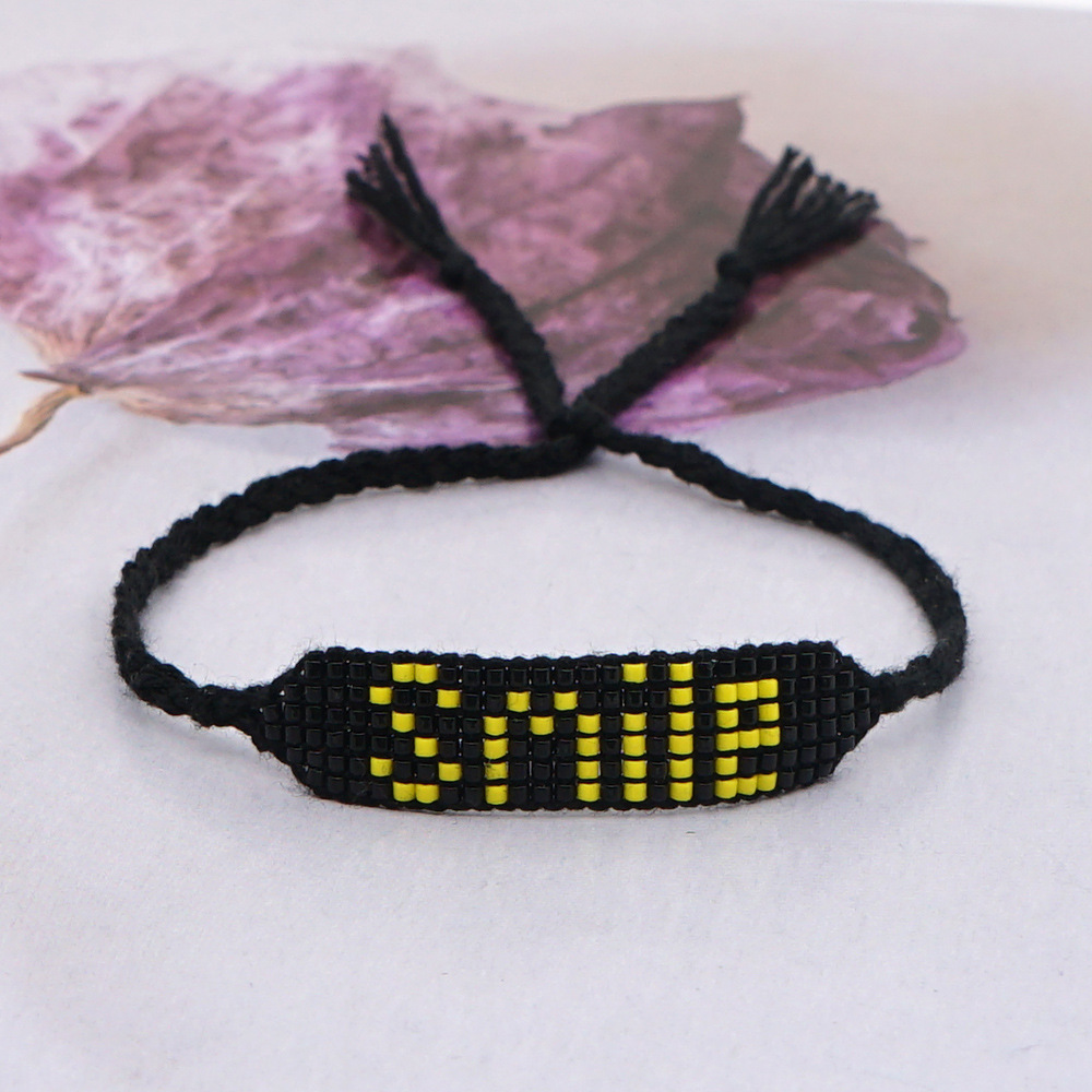 Bohemian Beaded Smile Letter Bracelet display picture 2