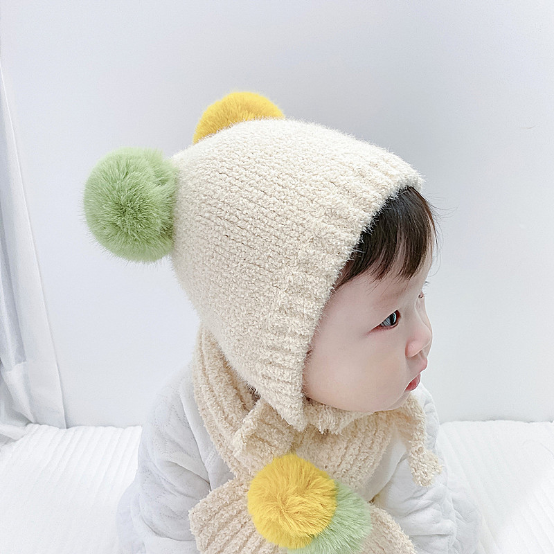 Winter Baby Knitted Ball Wool Hat Children's Ear Cap display picture 1