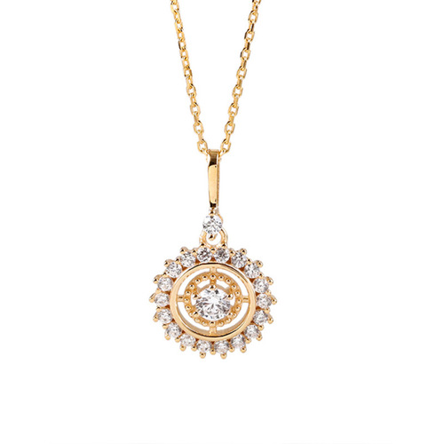 Exquisite retro ring set with diamonds and gold-plated necklace compass Japanese style light luxury Seiko high-end clavicle chain gift for women