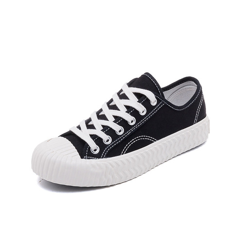  spring new canvas shoes for female students, Korean style fashion sneakers, biscuit shoes, Hong Kong style Internet celebrity cloth low-top shoes