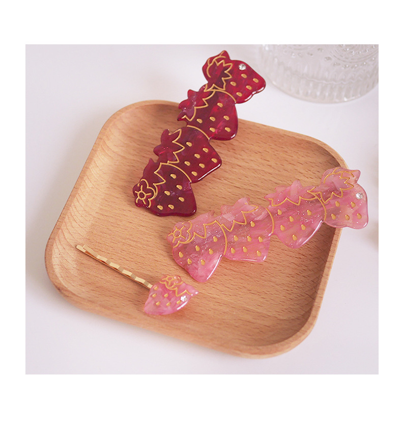 Cute Strawberry Barrettes Korean Pink Headdress Hairpin Bang Clip Bar Hairclip display picture 1