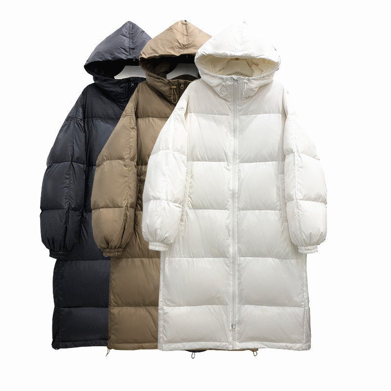 2020新款大牌情侣款羽绒服女中长款韩版宽松连帽加厚白鸭绒面包服