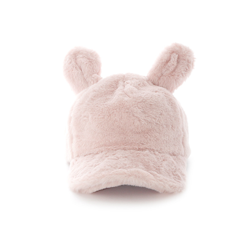 韩版ins毛绒绒可爱双毛球保暖鸭舌帽子女日系百搭秋冬季棒球帽潮