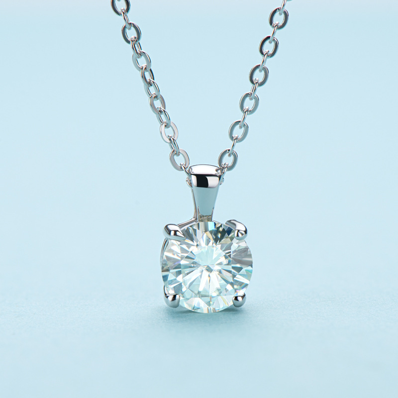 New Arrival! Fashion Ladies Moissanite Pendant Necklace S925 Sterling Silver Classic Four-Claw Necklace Girls Holiday Gift Silver Jewelry pendant necklace for women pendant pendant design silver jewelry jewelry jewelry for women