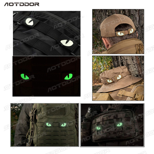 Creative and personalized supply cat's eye luminous morale badge outdoor military fan backpack badge little devil military MOLLE pendant