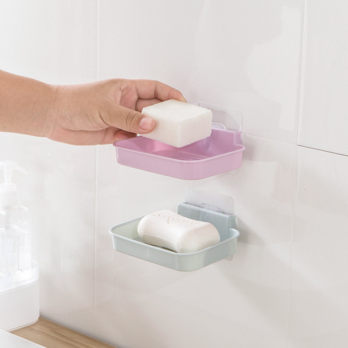 Smiley face soap box bathroom wash soap holder single layer household soap box plastic drainable no punching T