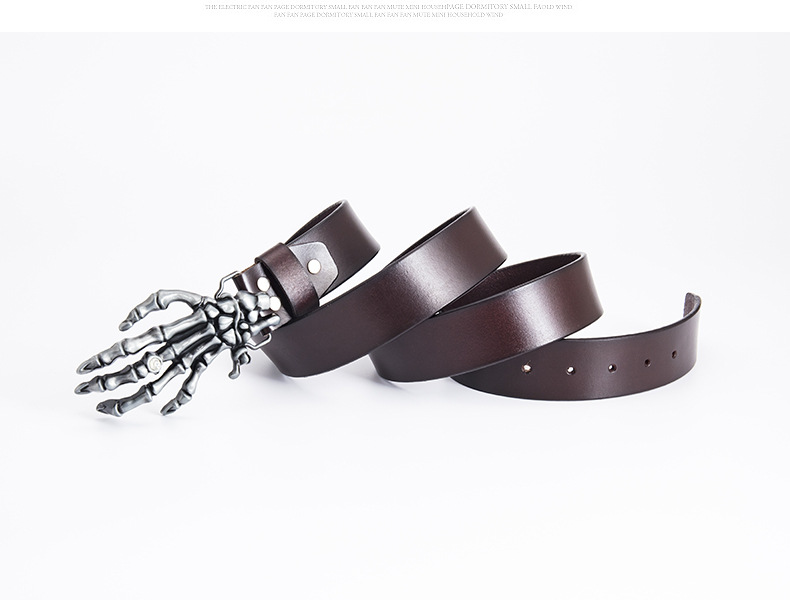 Men's Leather Belt With Skull Claw Buckle For Biker Style_voghion.com