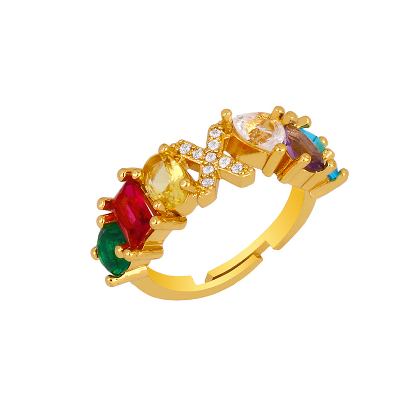 12g Weight 18K Gold Plated Plating Material Artificial Gemstones Inlay Material Birthday Occasion Copper Material Letter Pattern Women'S Gender Plating Design Fashion Style Fashion Letter Copper 18k Gold Plated Artificial Gemstones In Bulk 25
