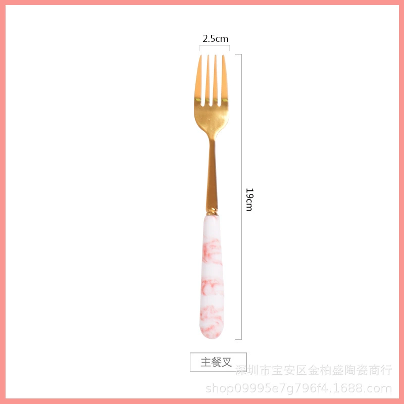 Tableware stainless steel — Ceramic-handle cutlery, marble patterns, coffee & fruit forks, 5-piece sets
