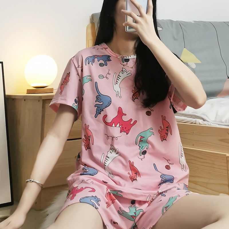 新品睡衣女夏季薄款女士套装短袖两件套韩版家居服女夏天款可外穿睡裙详情31