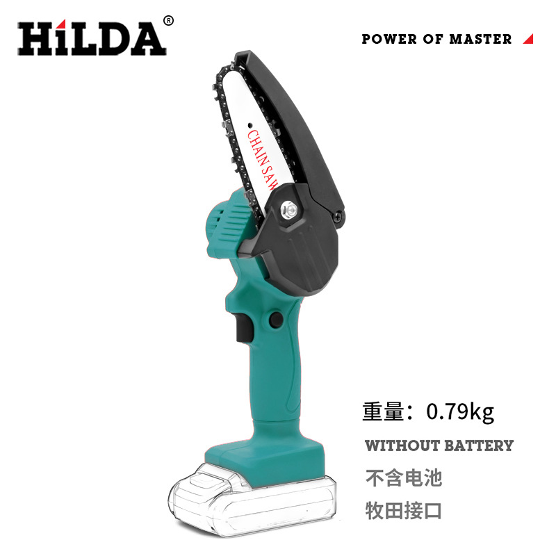 HiLDA Amazon Tools Sierra de cadena eléctrica de litio de 4 pulgadas con una sola mano Recargable Inalámbrico Mini sierra de cadena eléctrica Sierra de registro de jardín