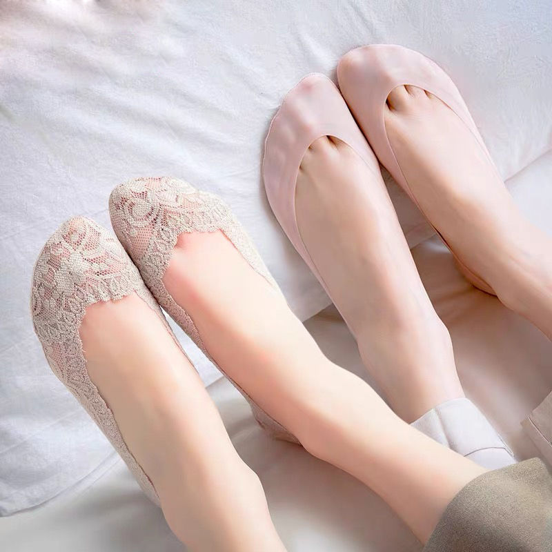 Summer new socks women's ultra-thin shallow ice silk invisible socks lace breathable boat Socks silicone non-slip stall supply