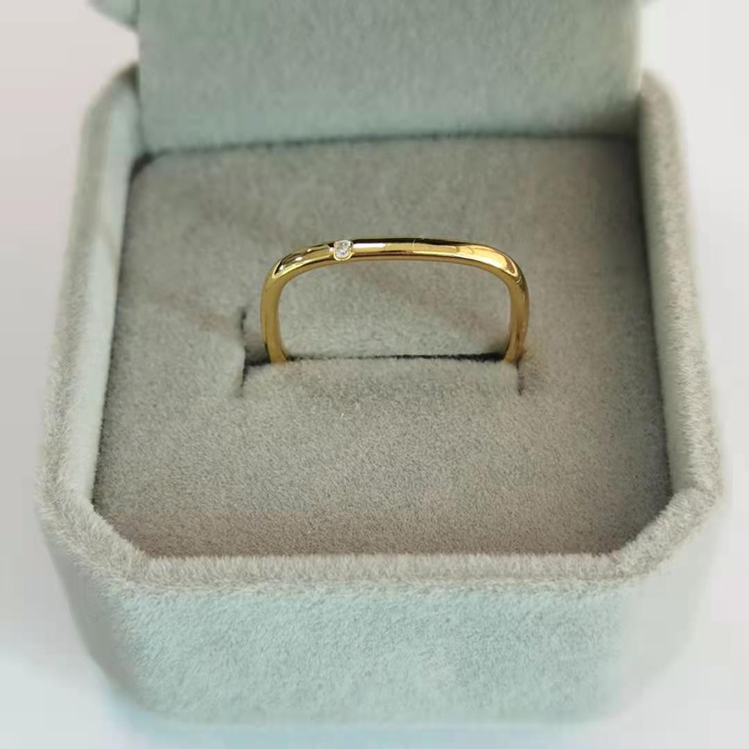 Titanium Steel Gold Small Square Ring Gift Popular Jewelry Titanium Steel Square Ring display picture 12
