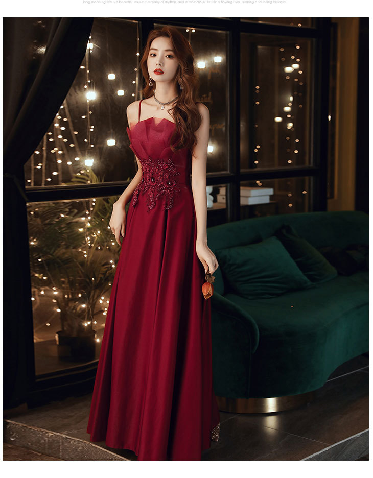Bride's Toast 2026 New Winter-Autumn Elegant Wine Red Dress Suitable Casual Wear, Wedding, Engagement, Strapless Evening_ecoleips.com
