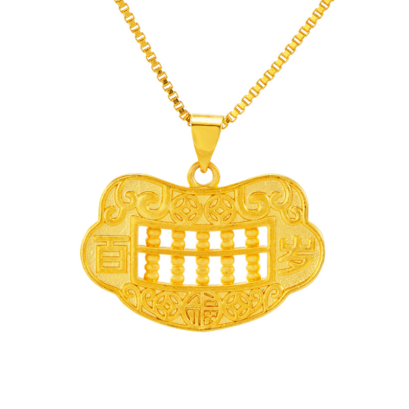Estilo étnico Ábaco cobre plateado 24K oro colgante para las mujeres al por mayor simple Vietnam arena oro larga vida cerradura joyería colgante