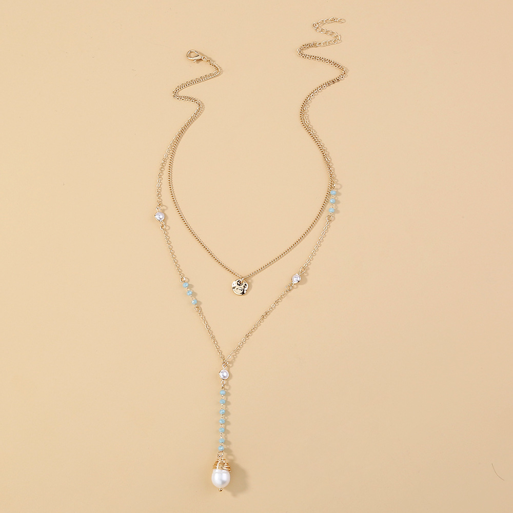 Collier De Perles En Alliage De Cristal Bleu display picture 5