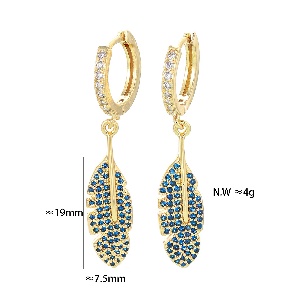 Geometric Pattern Unisex Gender Fashion Colorful Zircon Big Maple Leaf Long Earrings