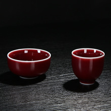 郎窑红釉主人杯手工陶瓷茶杯大容量品茗杯功夫茶具单杯窑变个人杯