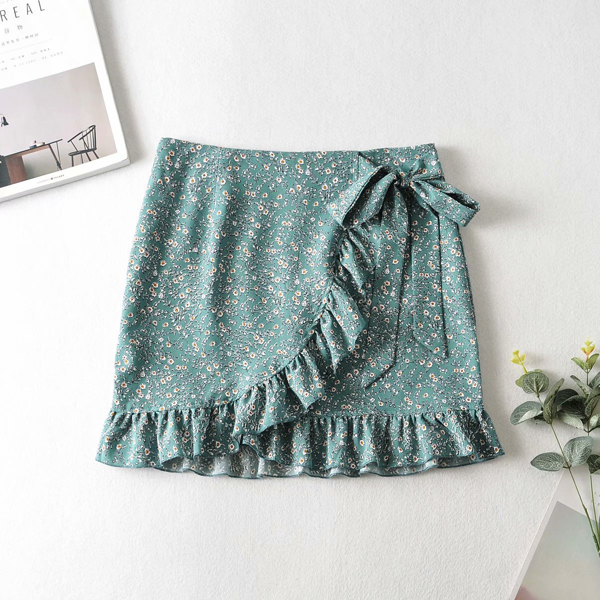  ruffled slim fit all-match thin floral skirt  NSAM4521