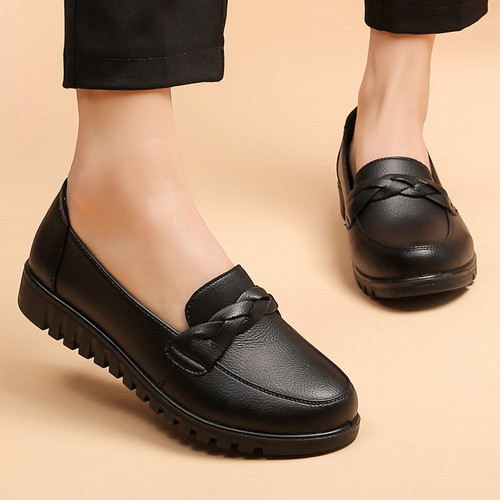 New soft-soled casual women's shoes cowhide single shoes flat-soled non-slip mother's shoes women's leather shoes factory direct sales wholesale