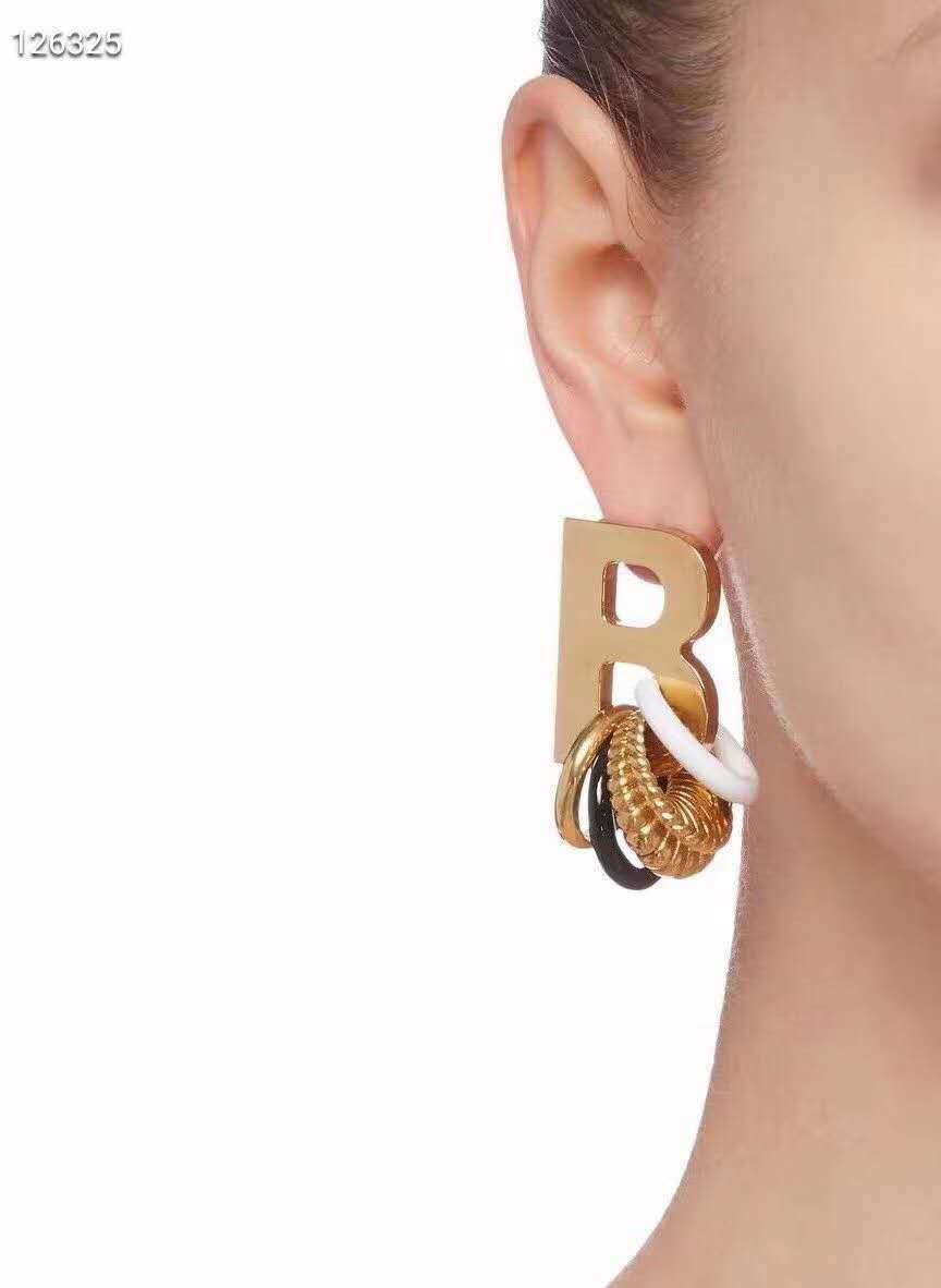 Golden Letter B Metal Earrings display picture 6