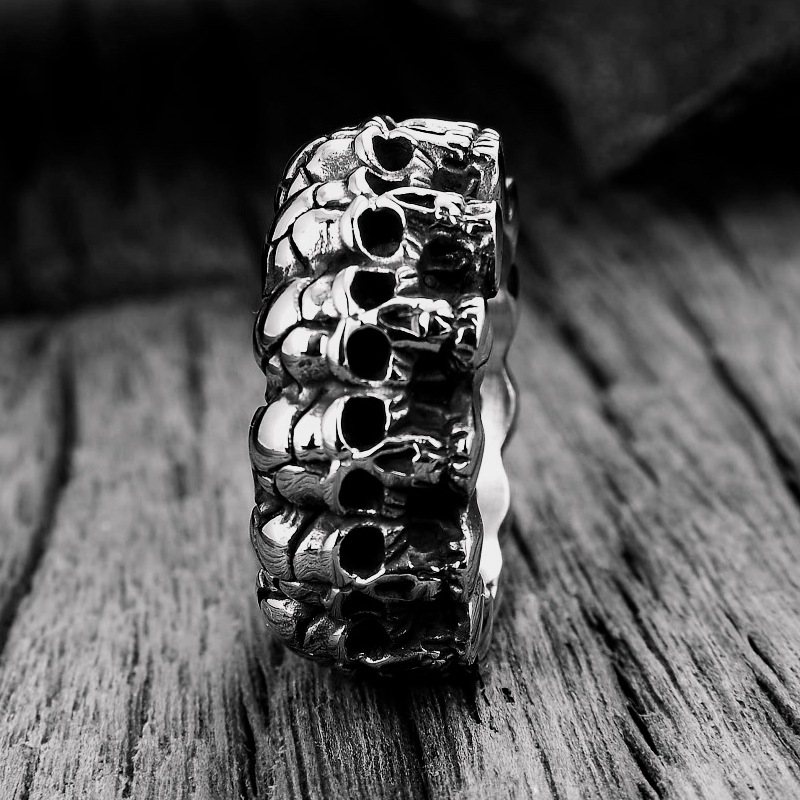Party, Street Occasion 304 Stainless Steel Material Retro Skull 304 Stainless Steel Halloween Men'S Rings