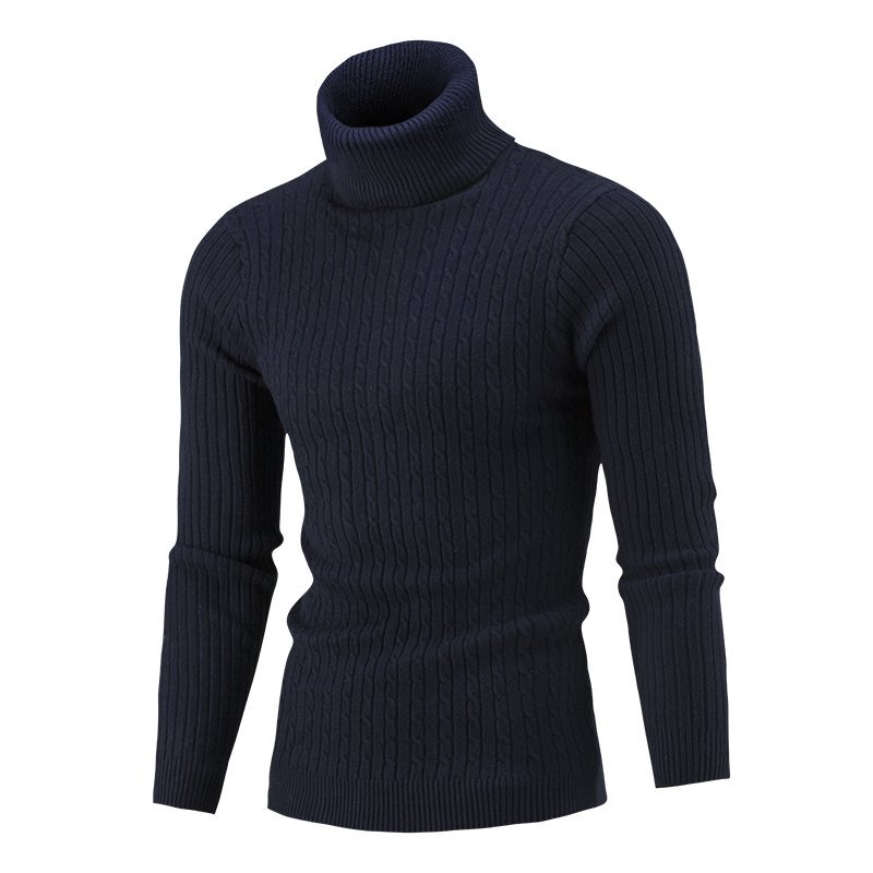 Foreign Trade Wholesale Men's Knitwear Autumn And Winter New European And American High-neck Color Twist Bottoming Shirt AliExpress Sweater Men