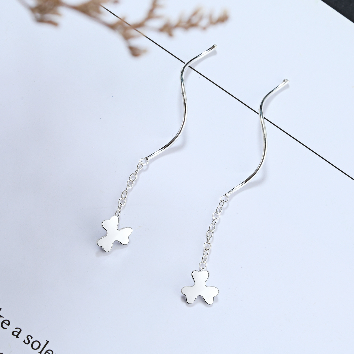 4g Weight 925 Sterling Silver Ear Needle Material Ear line Classification 1 Pair Quantity Holiday, Daily Occasion 925 Sterling Silver Material Geometric, Star, Heart Shape Pattern Women's Gender Casual, Simple Style Style 1 Pair 925 Sterling Silver Geometric Star Heart Shape Ear Line 26