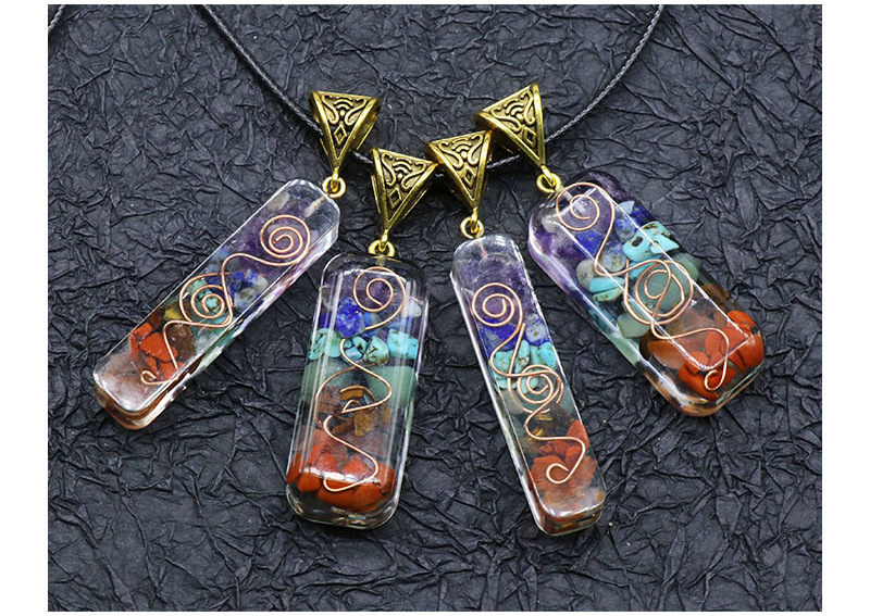 Orgonite chakela necklace crystal semi-precious stone gravel meditation seven chakra pendant