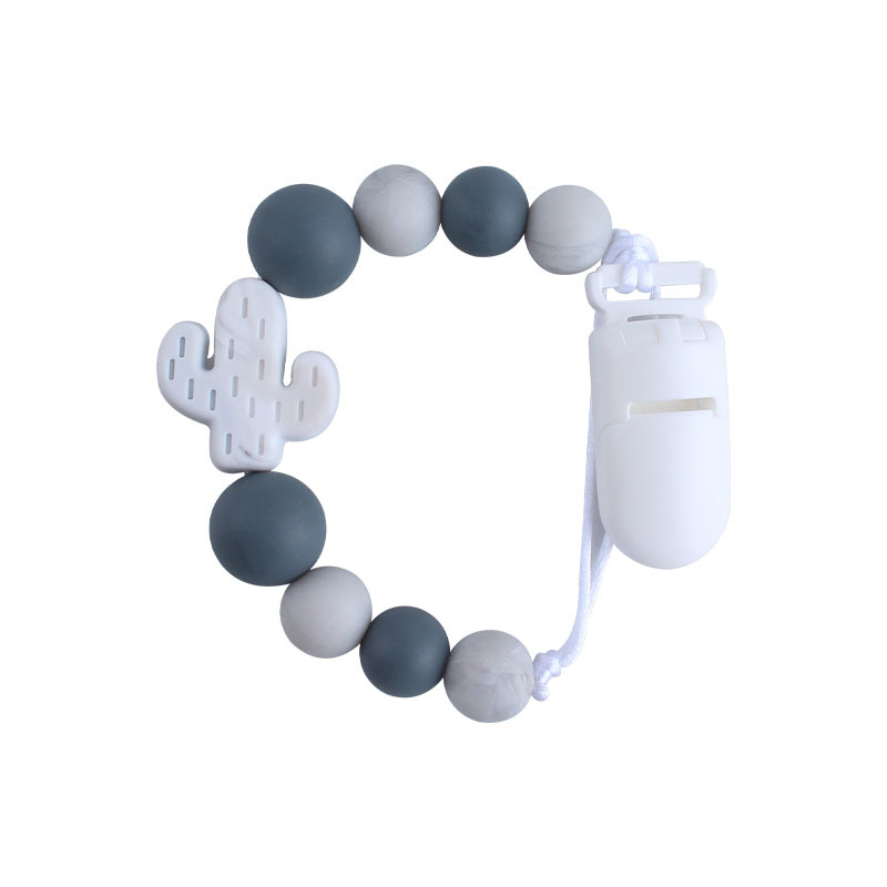 Bebé plástico chupete clip bebé calmante silicona cactus chupete cadena anti-gota cadena Amazon nuevo caliente
